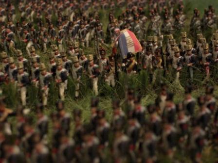La Haye Sainte Diorama, 2. Teil. Hier marschiert gerade das 8. Linienregiment durch ein "Roggenfeld"