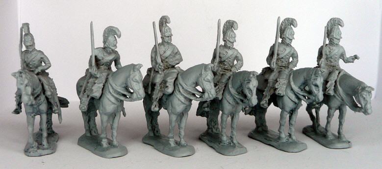 JS72/0640  Cuirassiers prussiens (1813-1815), à l'arrêt ; 6 cavaliers e 6 chevaux Preussische Kürassiere (1813-1815), abwartend, 6 reiter und 6 pferde